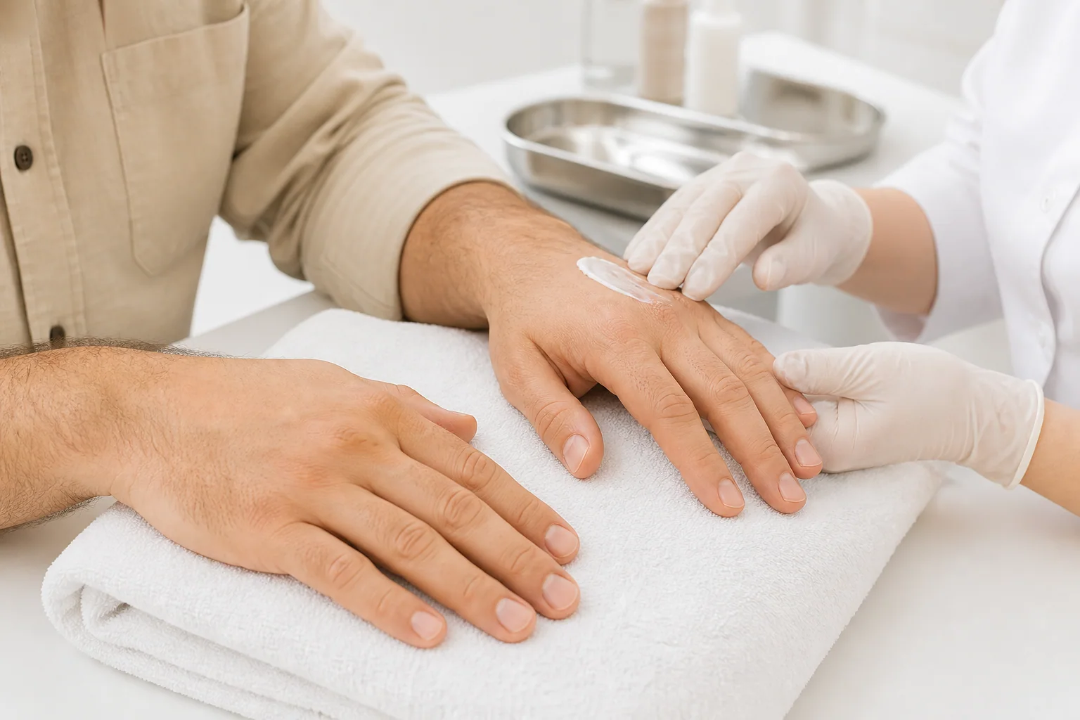 Naturalny efekt manicure męskiego bez koloru
