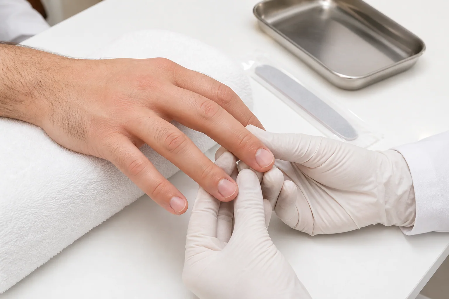 Ocena paznokci i skórek przed manicure męskim