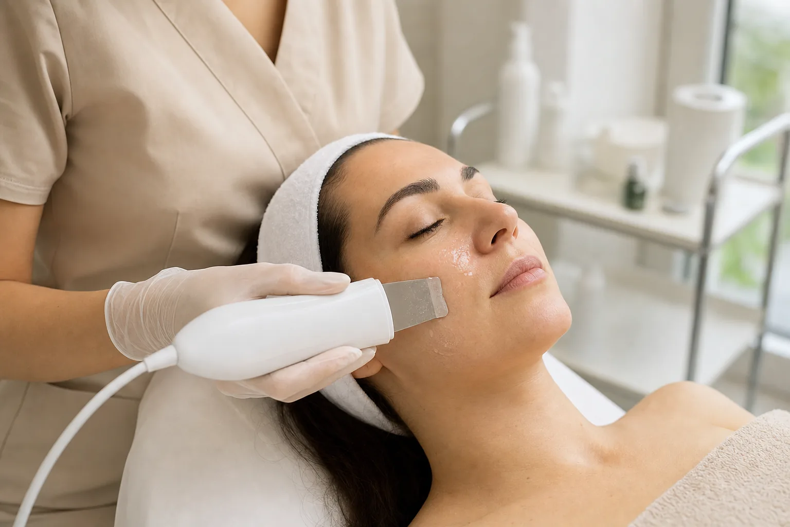 Peeling kawitacyjny twarzy wykonywany w gabinecie Dermline w Krakowie